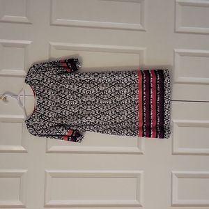 Eliza J Elbow Sleeve Shift Above Knee Dress Size 2 White Black Pink Purple